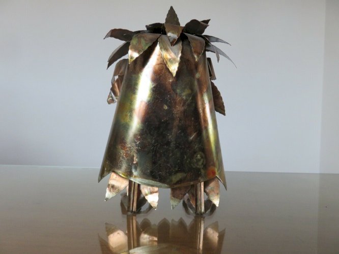 CHOUETTE, HIBOU BRUTALISTE EN TOLE DORE STYLE CURTIS JERE ANNEES 60 70