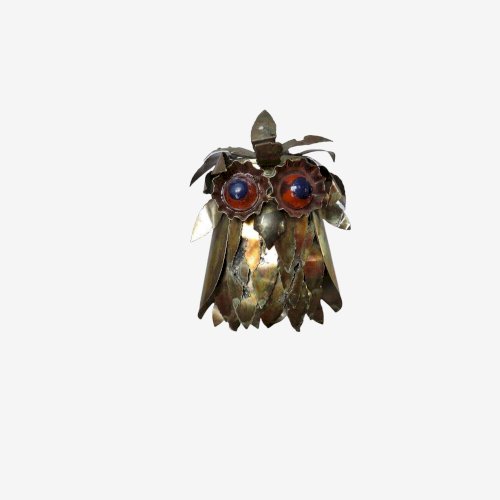 CHOUETTE, HIBOU BRUTALISTE EN TOLE DORE STYLE CURTIS JERE ANNEES 60 70
