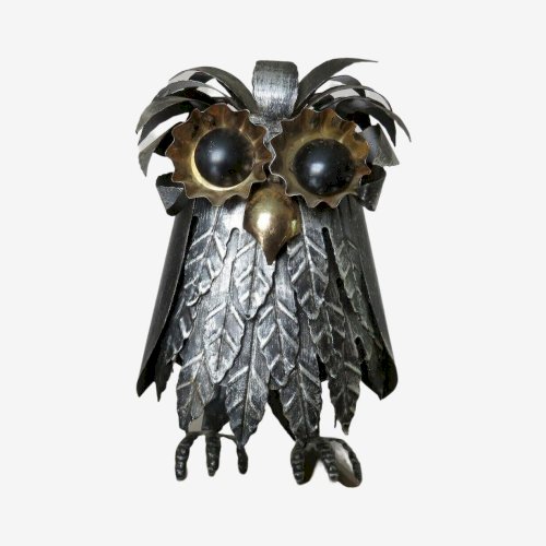 CHOUETTE, HIBOU BRUTALISTE EN TOLE STYLE CURTIS JERE HONG- KONG ANNEES 60 70