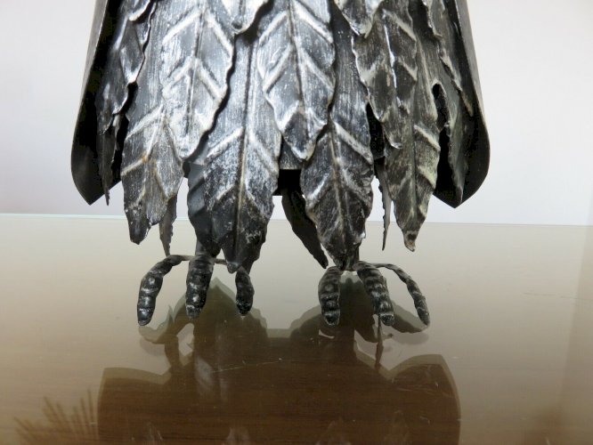 CHOUETTE, HIBOU BRUTALISTE EN TOLE STYLE CURTIS JERE HONG- KONG ANNEES 60 70