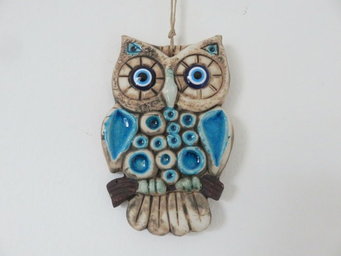 CHOUETTE, HIBOU ERA ESPELT, LEMBO EN CERAMIQUE EMAILLEE ANNEES 60 70 VINTAGE
