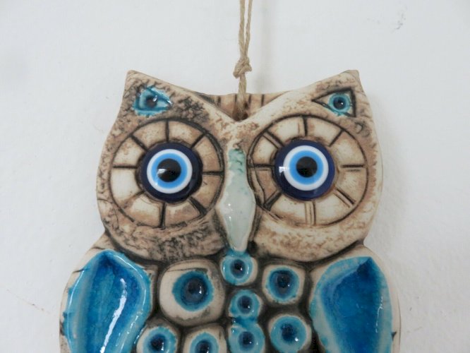 CHOUETTE, HIBOU ERA ESPELT, LEMBO EN CERAMIQUE EMAILLEE ANNEES 60 70 VINTAGE