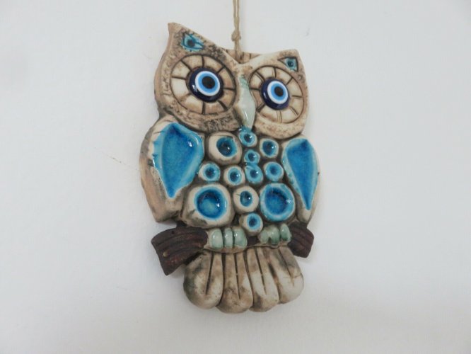 CHOUETTE, HIBOU ERA ESPELT, LEMBO EN CERAMIQUE EMAILLEE ANNEES 60 70 VINTAGE