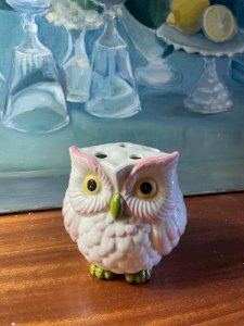 Chouette pique-fleurs en céramique vintage