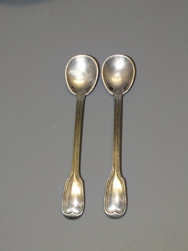 -CHRISTOFLE 2 PETITES CUILLERES METAL ARGENTE pour SALERONS COLLECTION   D