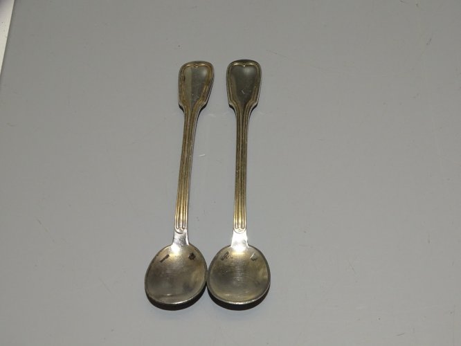 -CHRISTOFLE 2 PETITES CUILLERES METAL ARGENTE pour SALERONS COLLECTION   D