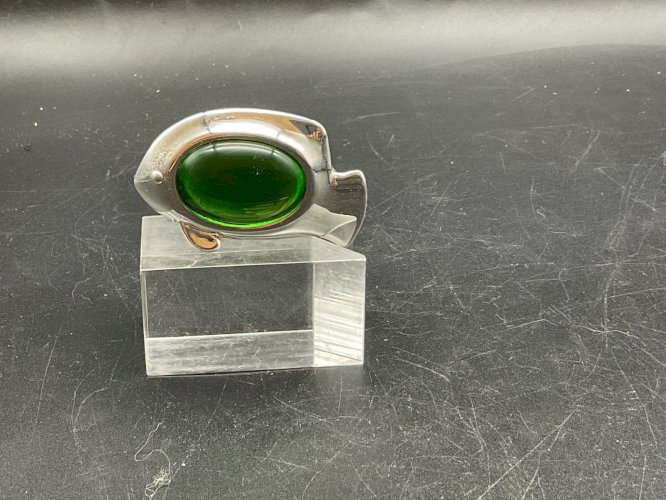 CHRISTOFLE DÉCORATION TABLE POISSON METAL ARGENTÉ CABOCHON CRISTAL