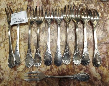CHRISTOFLE Set of 11 Forks 16 x 2.3 cm Silver Plated Metal Silverware 9VitC 19/12