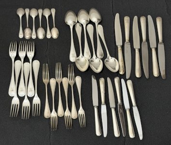 Christofle – Marot Bérain Model – 36-piece cutlery set in silver-plated metal – 6 people