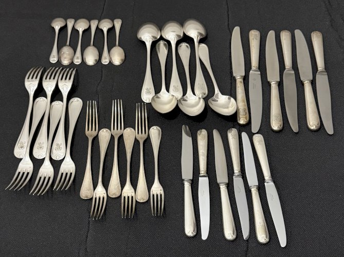 Christofle – Modèle Marot Bérain – Ménagère 36 pièces en métal argenté – 6 personnes