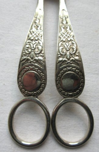 Ciseaux à raisins, Art Nouveau, métal argenté anglais, signés Sheffield