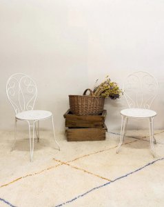 Claude, la paire de 2 chaises en métal blanc N°1021