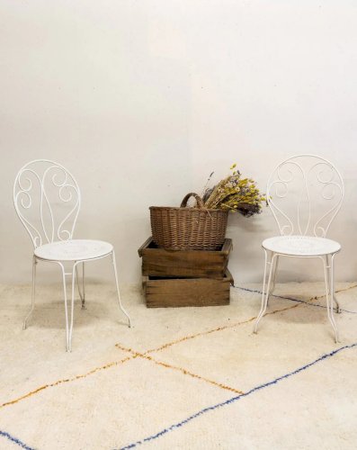 Claude, la paire de 2 chaises en métal blanc N°1021