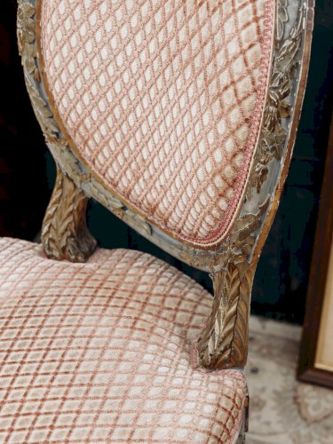 Claude, la paire de chaises en bois et tissu N°992