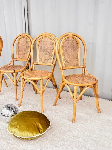 Claude, le lot de 4 chaises cannées N°609