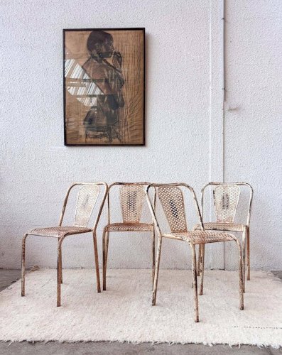 Claude, le lot de 4 chaises en métal N°722
