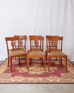 Claude, le lot de 6 chaises en bois style Empire N°996