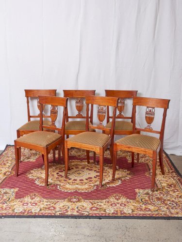 Claude, le lot de 6 chaises en bois style Empire N°996