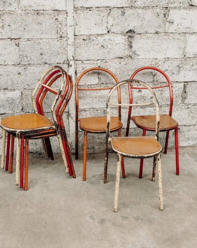 Claude, le lot de 6 chaises en métal N°728