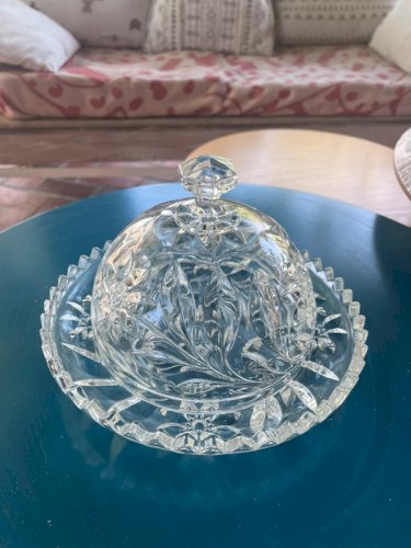 Cloche à fromage vintage en verre moulé