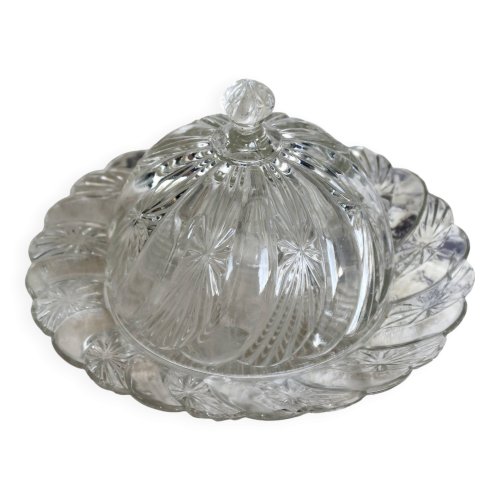 Cloche à fromage vintage en verre pressé