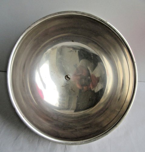 Cloche de restaurant XIXème, couvre plat rond métal argenté, Napoléon III, 22 cm