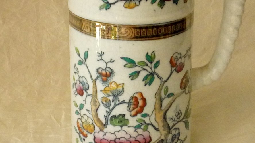 COALPORT D'INDIAN TREE  ANCIEN PICHET CHOPE EN FAIENCE  CRAQUELLEE 19 éme**