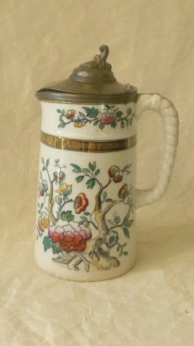 COALPORT D'INDIAN TREE  ANCIEN PICHET CHOPE EN FAIENCE  CRAQUELLEE 19 éme**