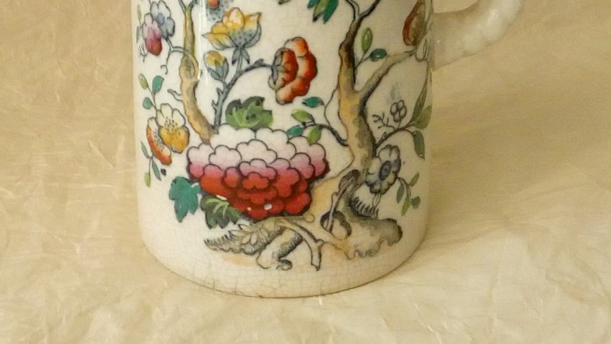 COALPORT D'INDIAN TREE  ANCIEN PICHET CHOPE EN FAIENCE  CRAQUELLEE 19 éme**