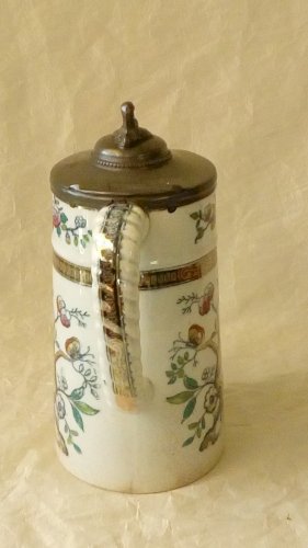 COALPORT D'INDIAN TREE  ANCIEN PICHET CHOPE EN FAIENCE  CRAQUELLEE 19 éme**