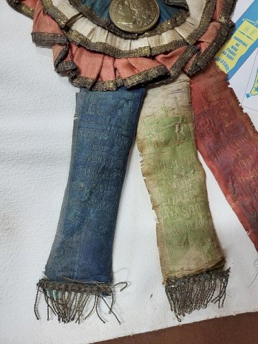 COCARDE EN TISSU SOUVENIR DE MON TIRAGE AU SORT CLASSE 1900