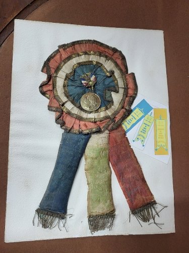 COCARDE EN TISSU SOUVENIR DE MON TIRAGE AU SORT CLASSE 1900