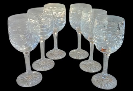 Box of 6 Vintage Wine Glasses Crystal Lorraine Les Grands Ducs Chenonceaux