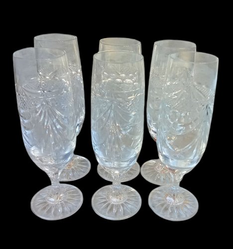 Coffret 6 Anciens Verres Flûtes Cristal Lorraine Les Grands Ducs Chenonceaux
