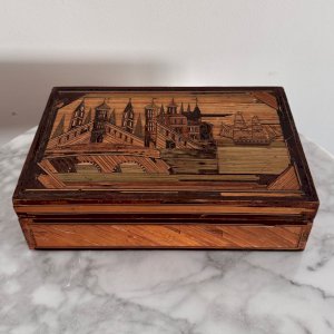Sewing box in straw marquetry, late 18th century to early 19th century M3680