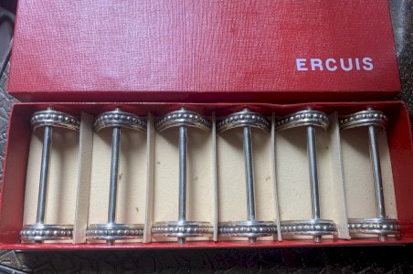 Modernist silver-plated metal knife holder box by Jean Després