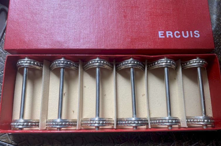 Coffret ercuis porte couteaux métal argenté moderniste style Jean Després
