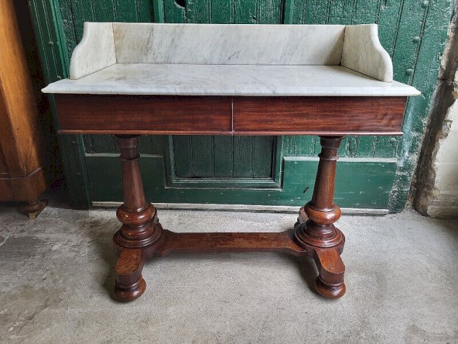COIFFEUSE ANCIENNE EN ACAJOU ET MARBRE DU XIX ème SIECLE