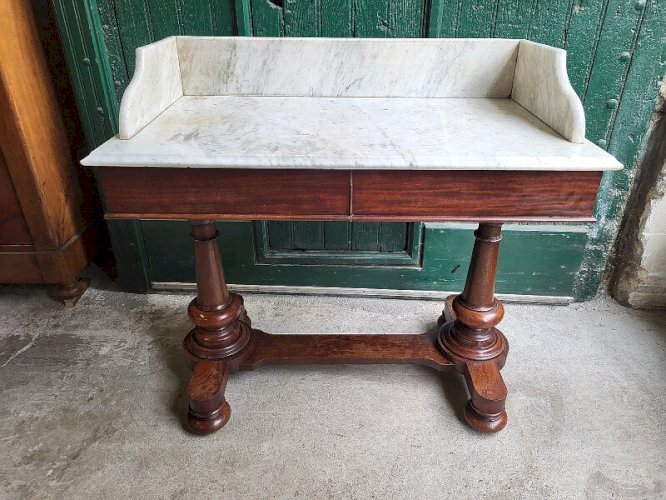 COIFFEUSE ANCIENNE EN ACAJOU ET MARBRE DU XIX ème SIECLE