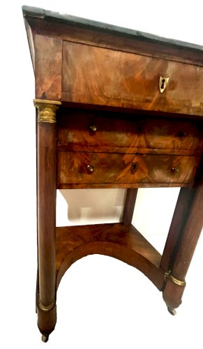 Coiffeuse de dame d'époque Empire en acajou et placage XIX siècle
