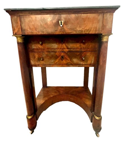 Coiffeuse de dame d'époque Empire en acajou et placage XIX siècle