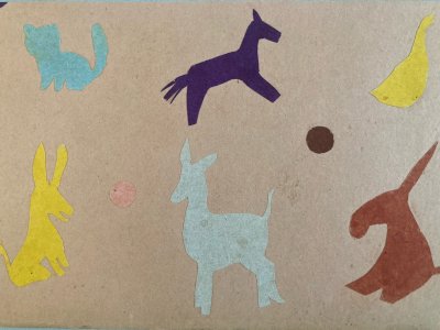 Collage 1950 Animal Chien Chat A Identifier Atelier Art XXe Ancien Animaux