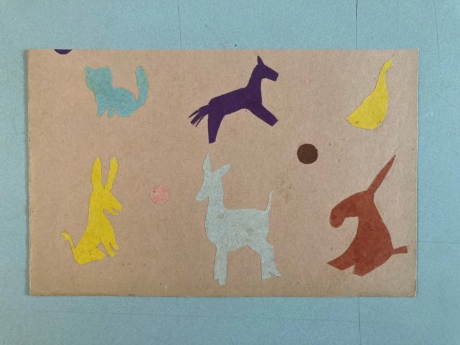 Collage 1950 Animal Chien Chat A Identifier Atelier Art XXe Ancien Animaux