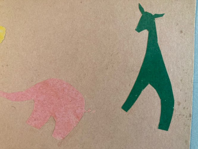 Collage 1950 Animal Ours Girafe A Identifier Atelier Art XXe Ancien Animaux
