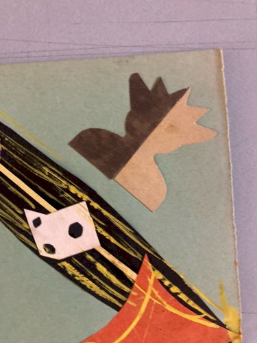Collage 1950 Carte Cœur Trèfle Pique Papier Couleur Ancien A Identifier