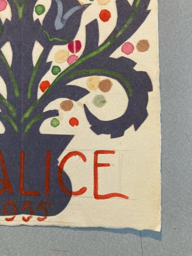 Collage Art  XXe 1955 Saint Alice Peinture Gouache Atelier Mixte Ancien Old