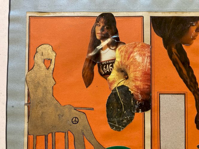 Collage photo papier carton Femme homme  1980 Technique Mixte A Identifier Art