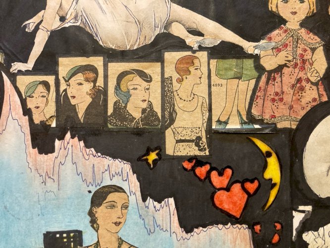 Collage photo papier carton Femme homme  1980 Technique Mixte Art A Identifier