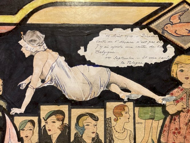 Collage photo papier carton Femme homme  1980 Technique Mixte Art A Identifier