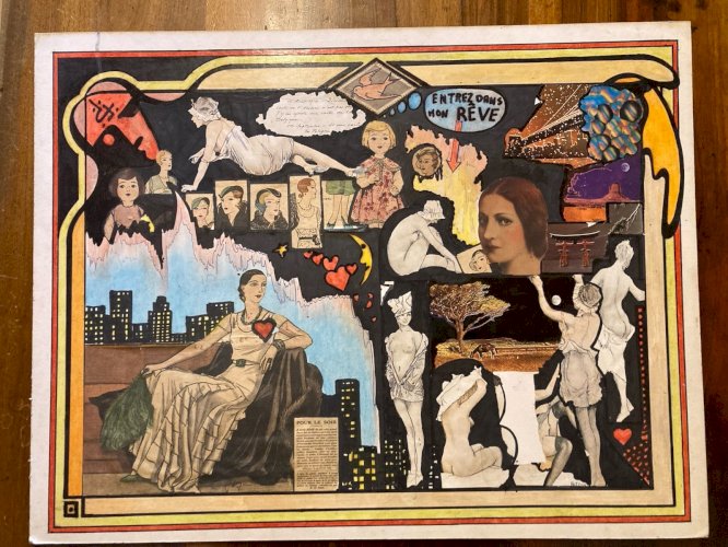 Collage photo papier carton Femme homme  1980 Technique Mixte Art A Identifier